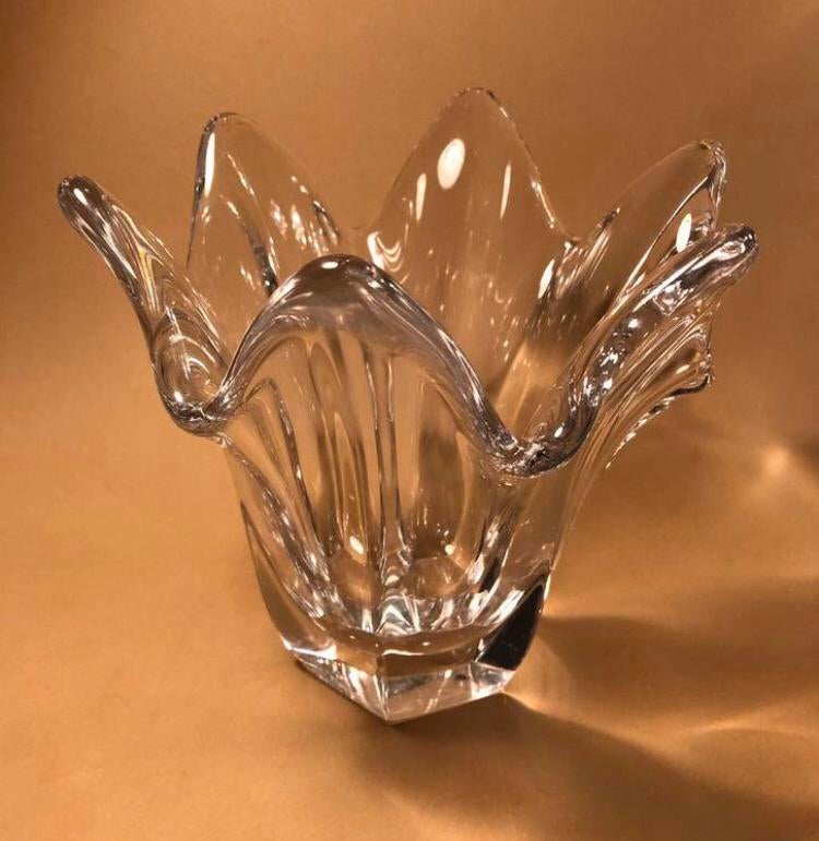 Prachtige kristallen vaas, zakdoekvaas, waaiervaas, Huis en Inrichting, Overige kleuren, Verzenden, Minder dan 50 cm, Glas