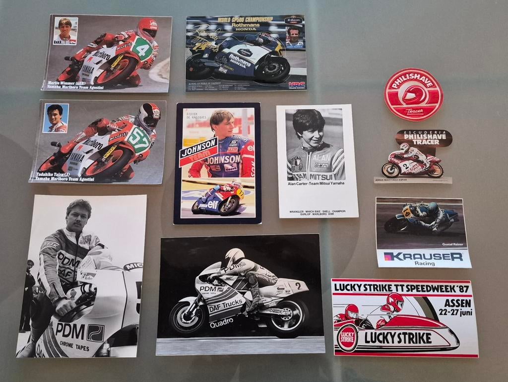 Foto's, kaarten & stickers 'oude wegrace helden', Ophalen of Verzenden