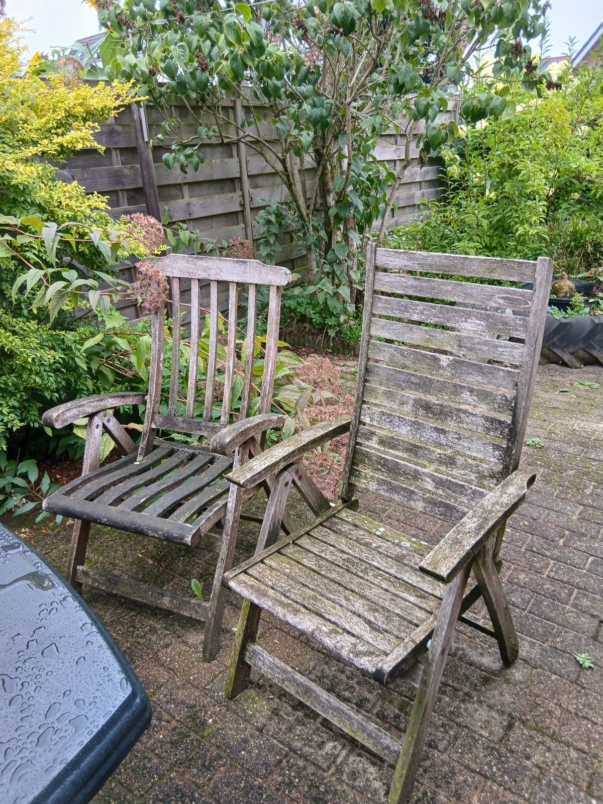 gratis 4 tuinstoelen, Ophalen, Gebruikt, Hout, Inklapbaar