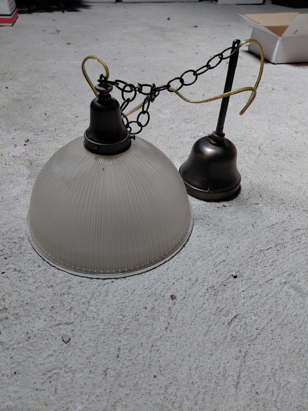 Vintage Plafondlamp met Geribbeld Glas, Ophalen