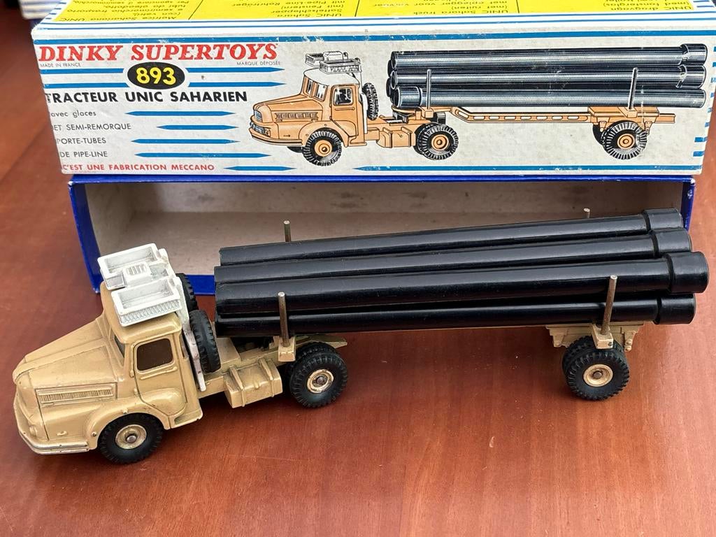 Dinky Supertoys 893 Unic Saharien met pijpleidingen + box, Overige merken, 1:32 tot 1:50, Ophalen of Verzenden, Zo goed als nieuw