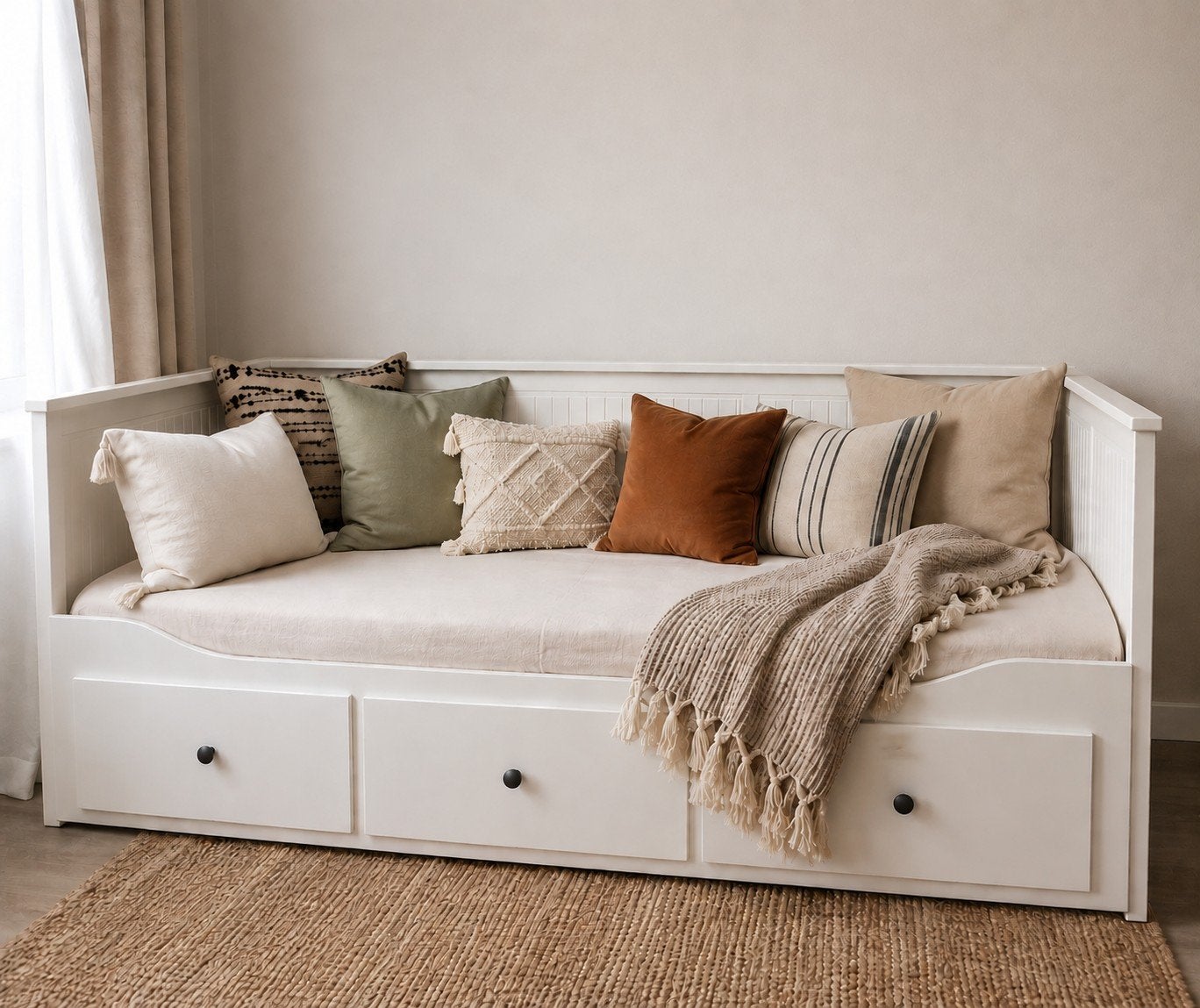 IKEA Hemnes Bedbank met 3 lades – Wit – Zeer nette staat, Ophalen, Tweepersoons, Wit, 80 cm