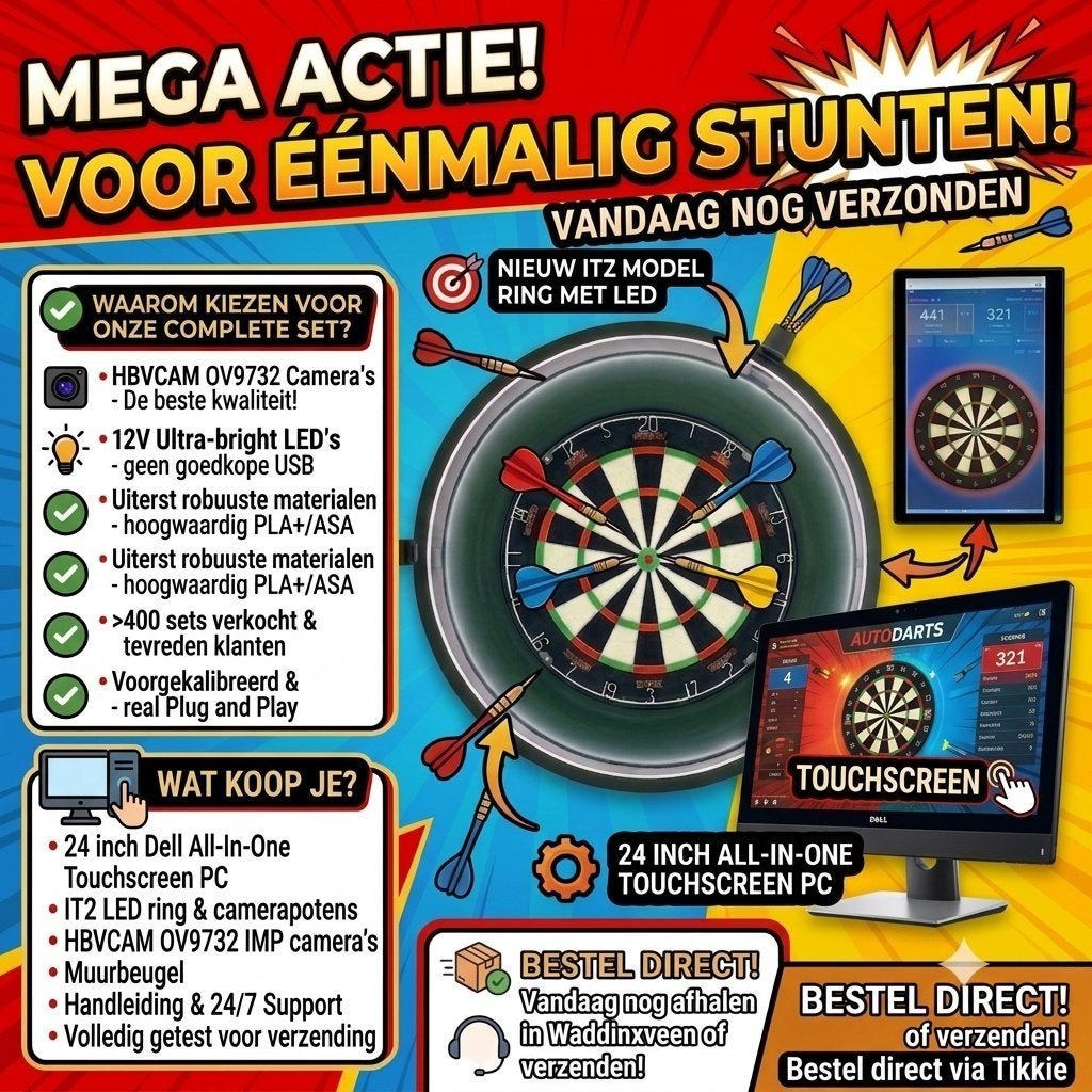 Actie Autodarts set met 24" touchscreen computer. Speelklaar, Ophalen of Verzenden, Nieuw, Overige typen