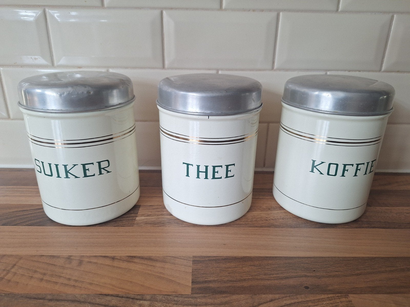 Vintage voorraadpotten: Suiker, Thee, Koffie, Antiek en Kunst, Ophalen