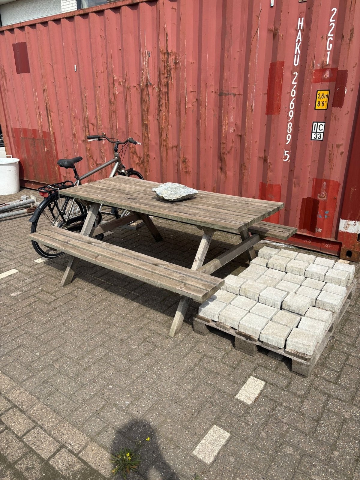 Houten picknicktafel, Ophalen, Gebruikt, Rechthoekig, Hout