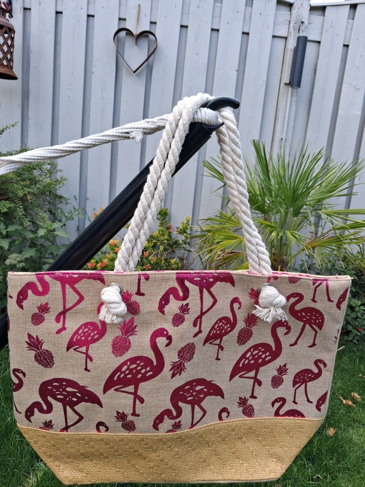 Strandtas flamingo's met rits, Overige typen, Nieuw, Nbt, Nbt