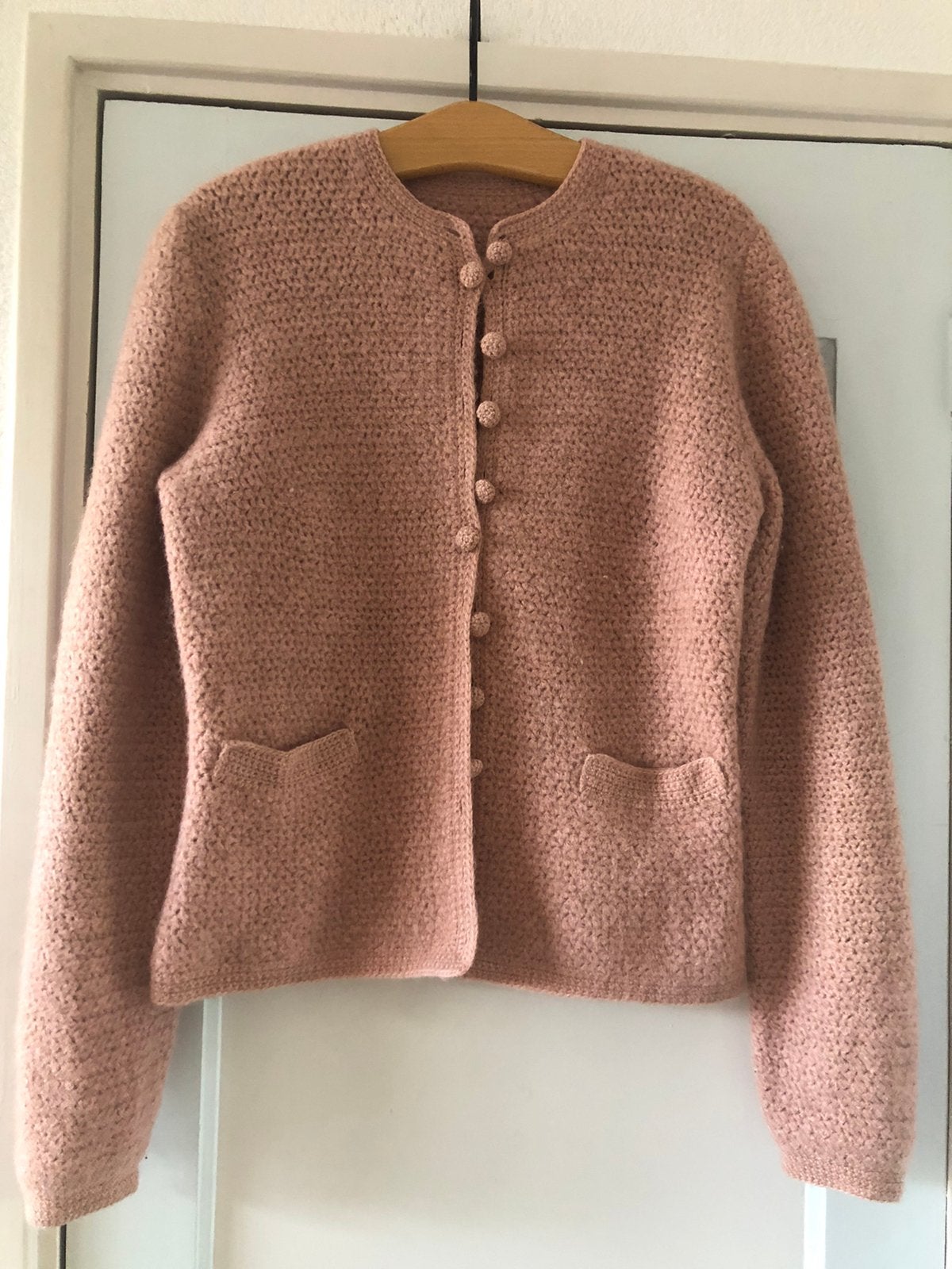 handgemaakt wollen oudroze vest L, Kleding | Dames, Ophalen of Verzenden, Zo goed als nieuw, Maat 38/40 (M), Roze