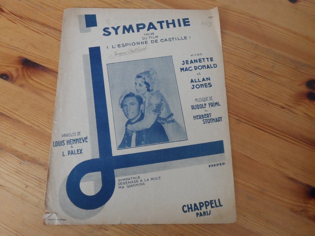 Sympathie - friml / stothart, Piano, Gebruikt, Ophalen of Verzenden, Artiest of Componist