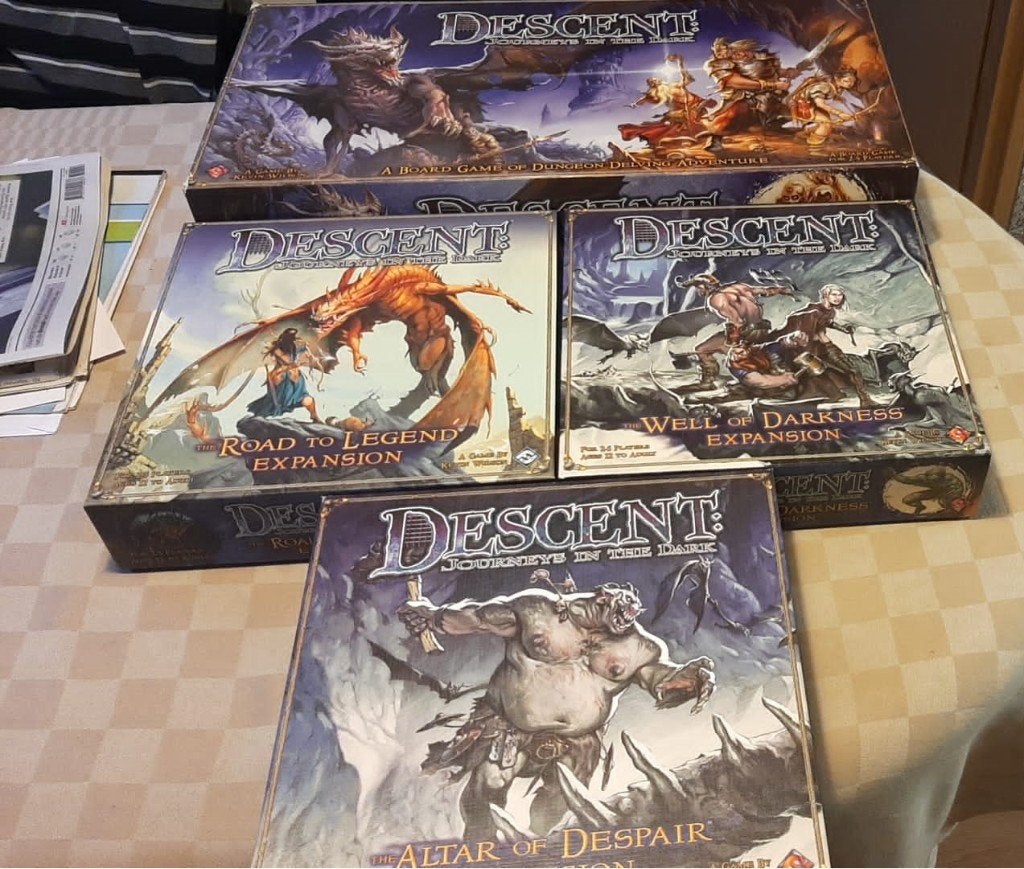 bordspellen Descent Journeys in the Dark + uitbreidingen, Een of twee spelers, Ophalen of Verzenden, Zo goed als nieuw