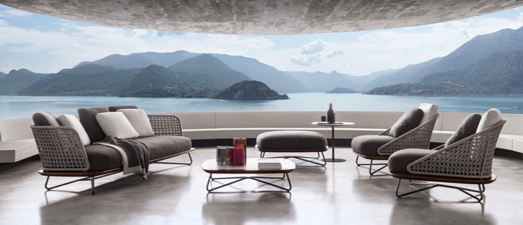 Minotti Rivera large sofa & lounge chairs outdoor showmodels, Tuin en Terras, Tuinbanken, Overige materialen, Info@micheldethouars.nl