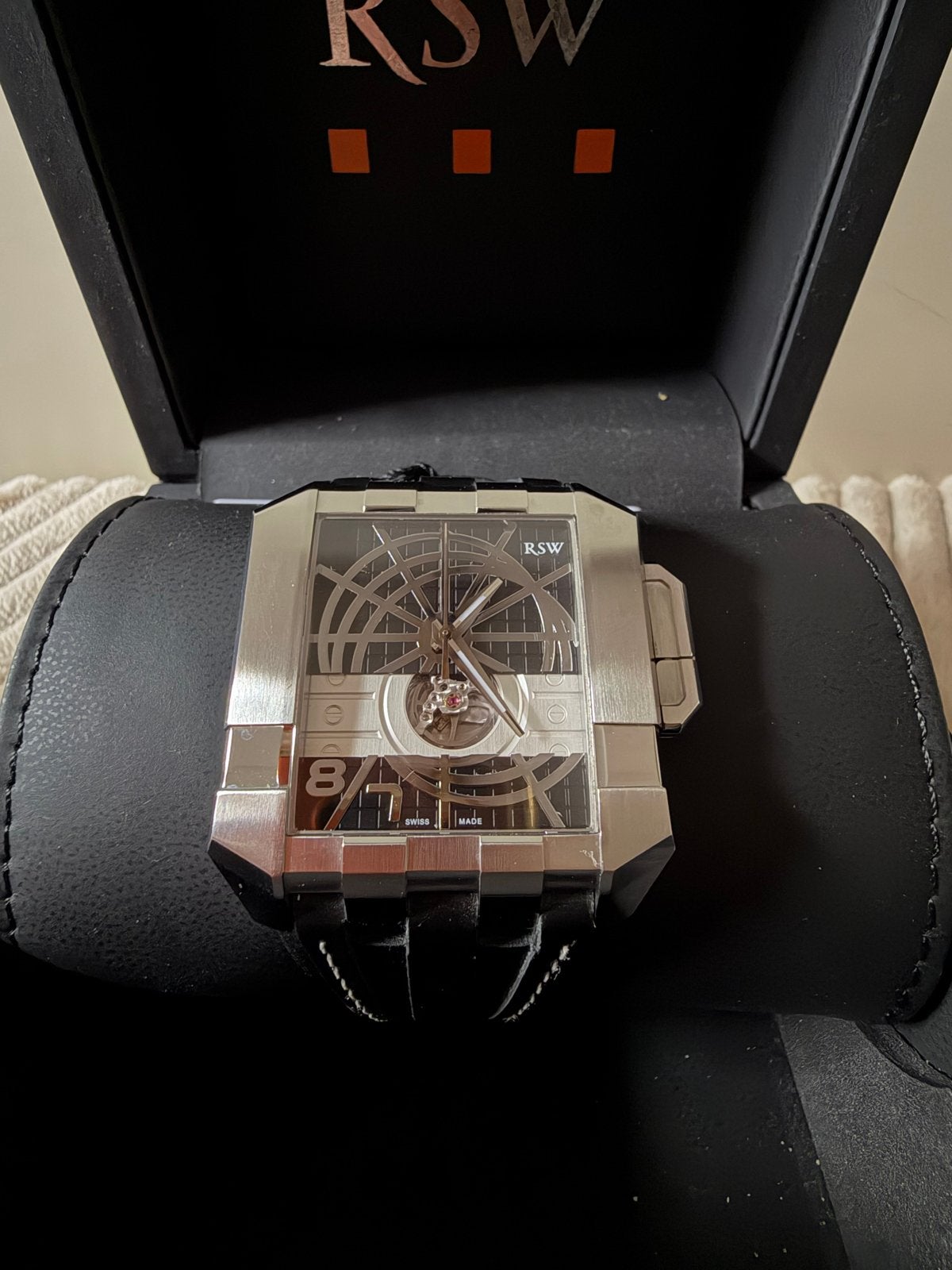 RSW Crossroad Open Heart Automatic Swiss Made Full Set, Overige merken, Leer, Staal, Polshorloge