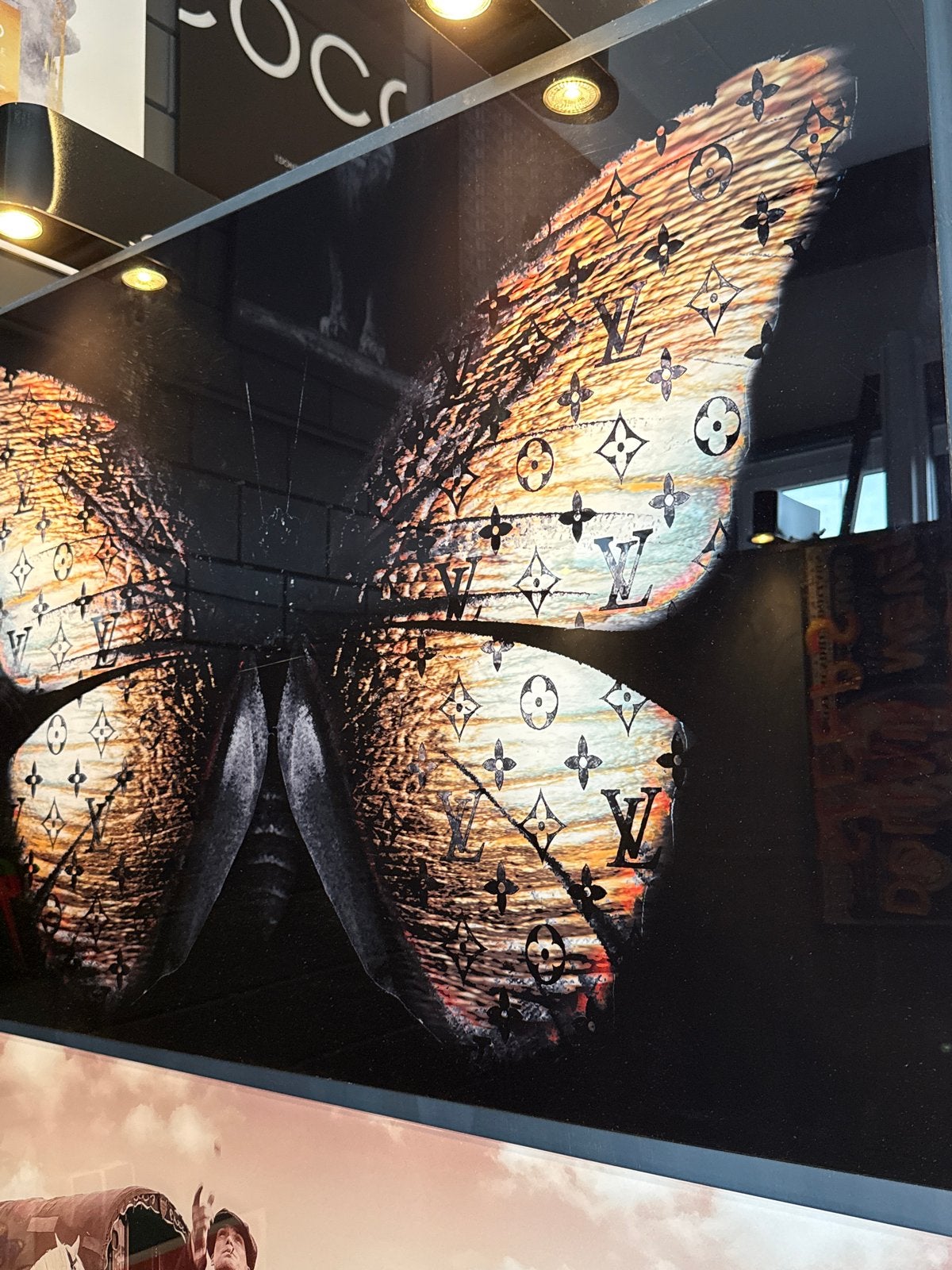 Plexiglas schilderij vlinder met Louis Vuitton patroon, Ophalen of Verzenden, Kunststof, Ophangklaar, Dieren
