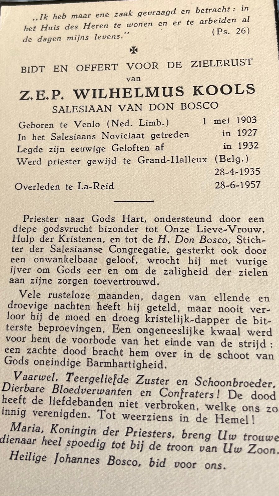 Z.EP.Wilhelmus Kools Venlo 1903, Verzamelen, Ophalen of Verzenden