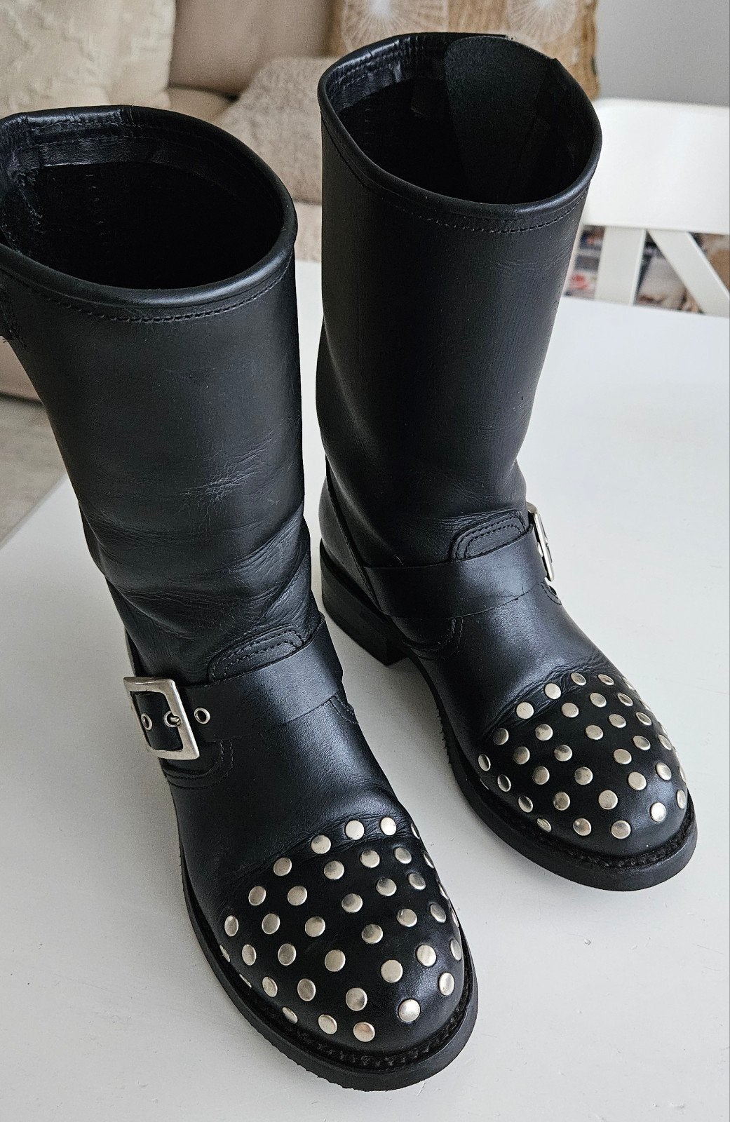 Sendra Laarzen zwart - leer - bikerboots - stoer - motor, Zwart, Ophalen of Verzenden, Zo goed als nieuw, Hoge laarzen