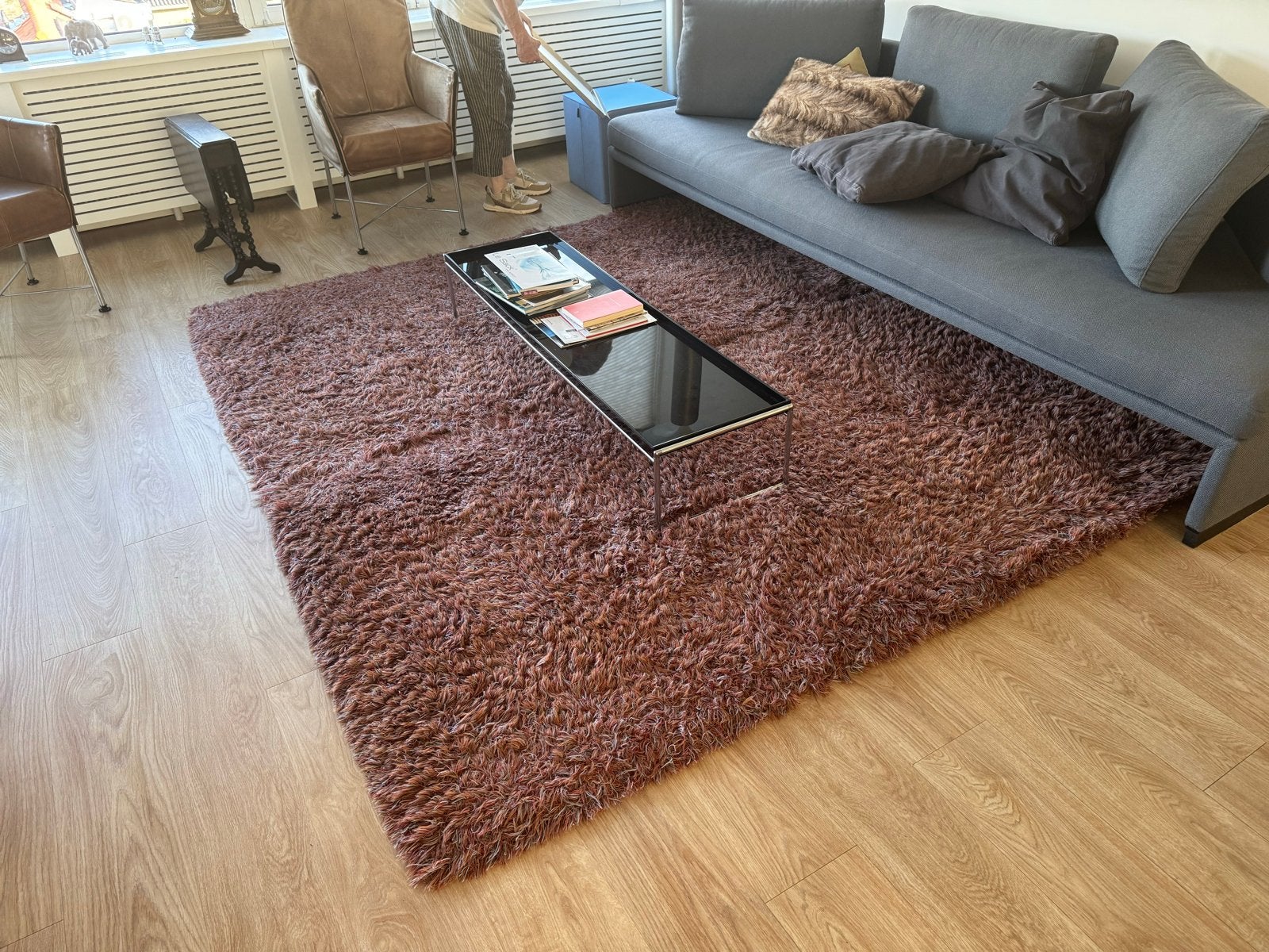 RoodBruin vloerkleed (2 delen) - 2.4x1.3m per deel, Ophalen, Gebruikt, 100 tot 150 cm, Bruin