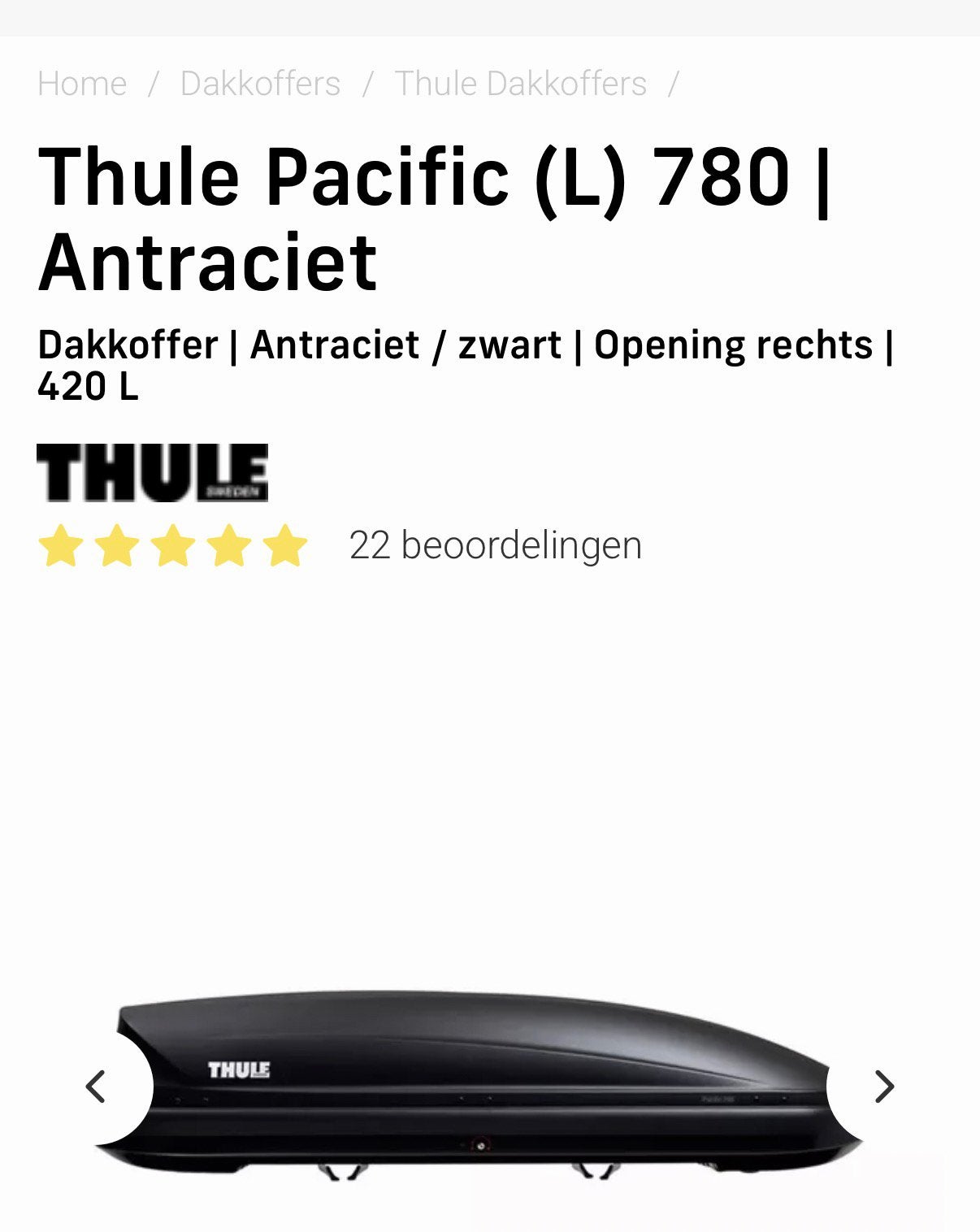 Nieuwe dakkoffer thule 420liter. 5jr garantie, Ophalen, Nieuw