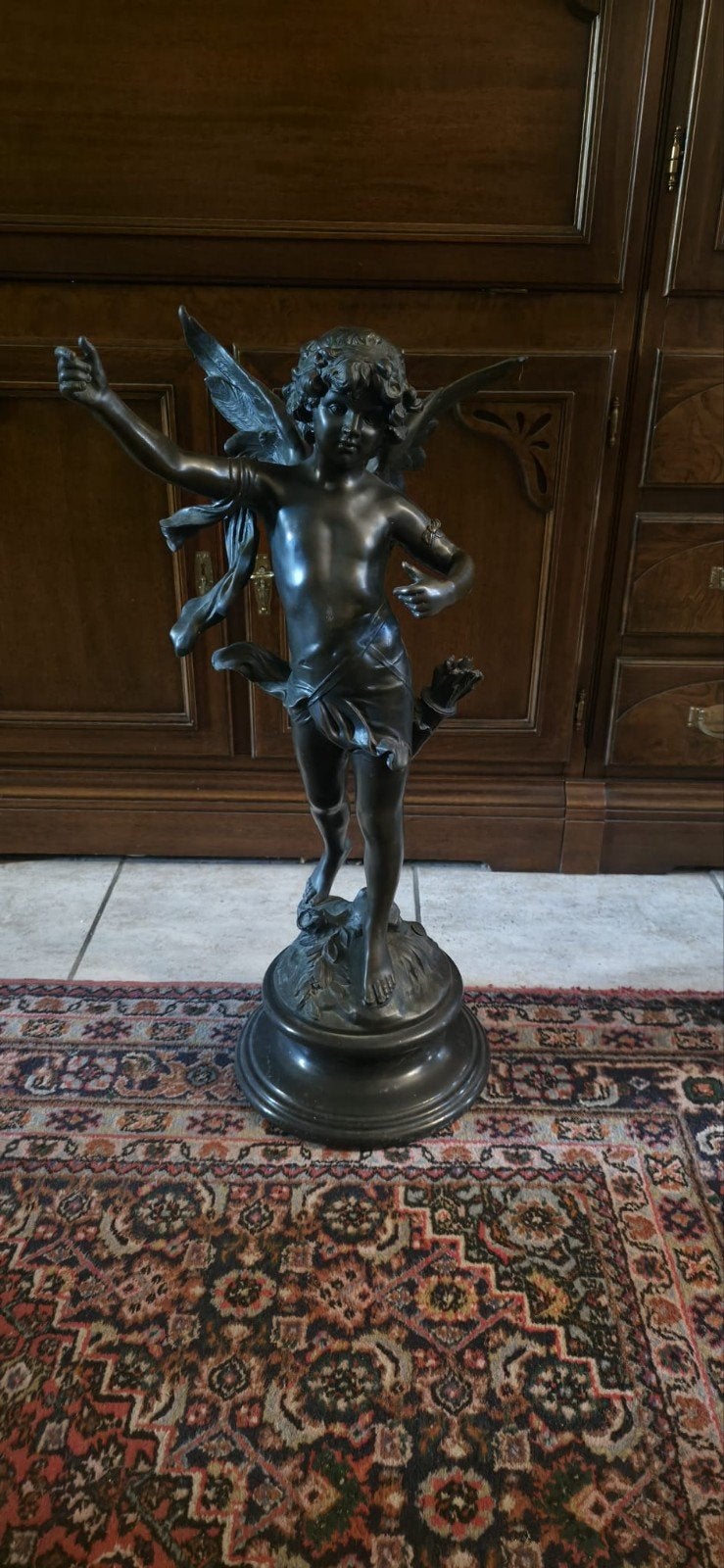 Bronzen Cupido Auguste Moreau, Antiek en Kunst, Ophalen, Brons