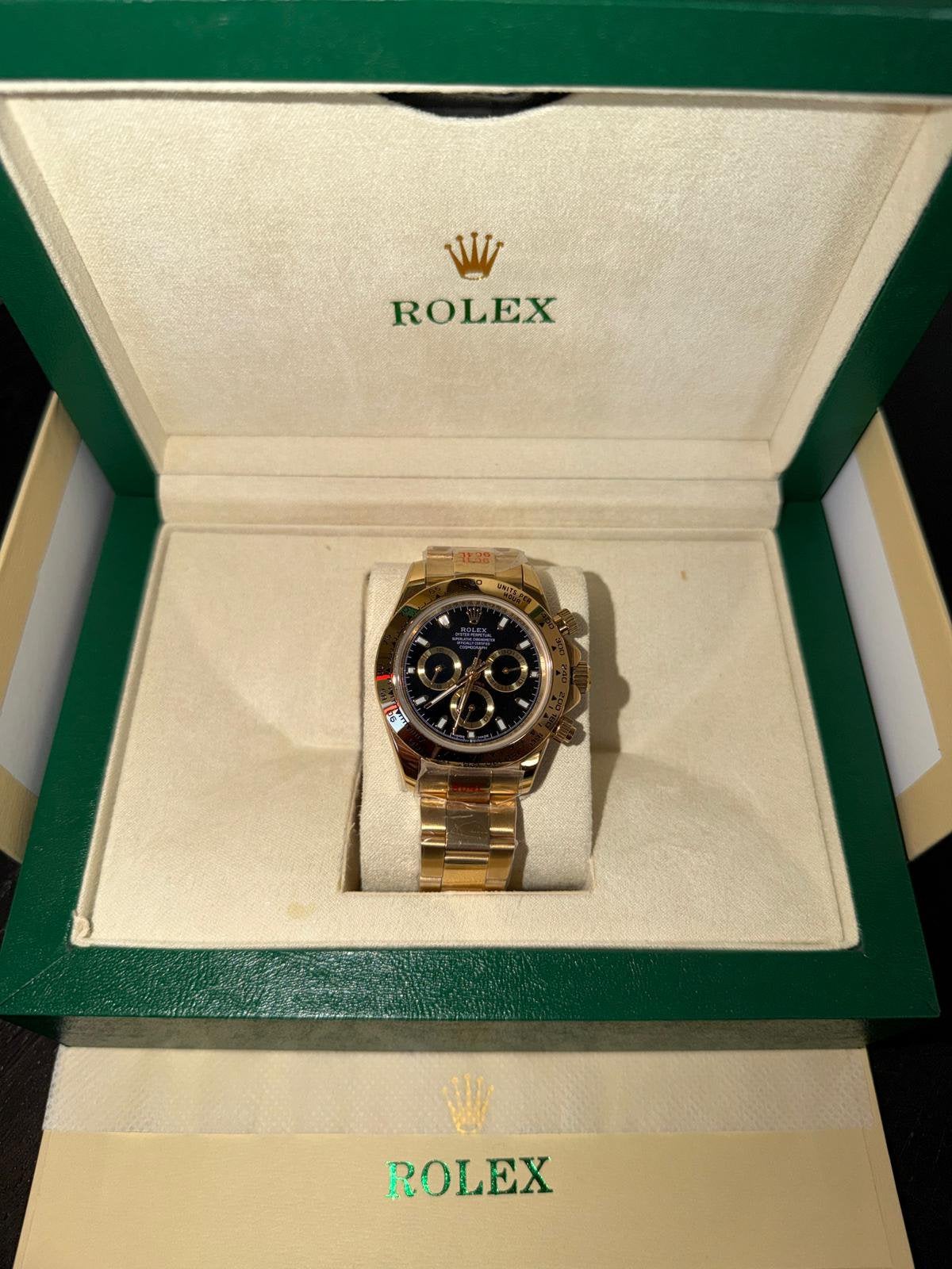 Rolex Daytona 116508 Goud Zwart, Ophalen of Verzenden, Nieuw, Goud, Rolex
