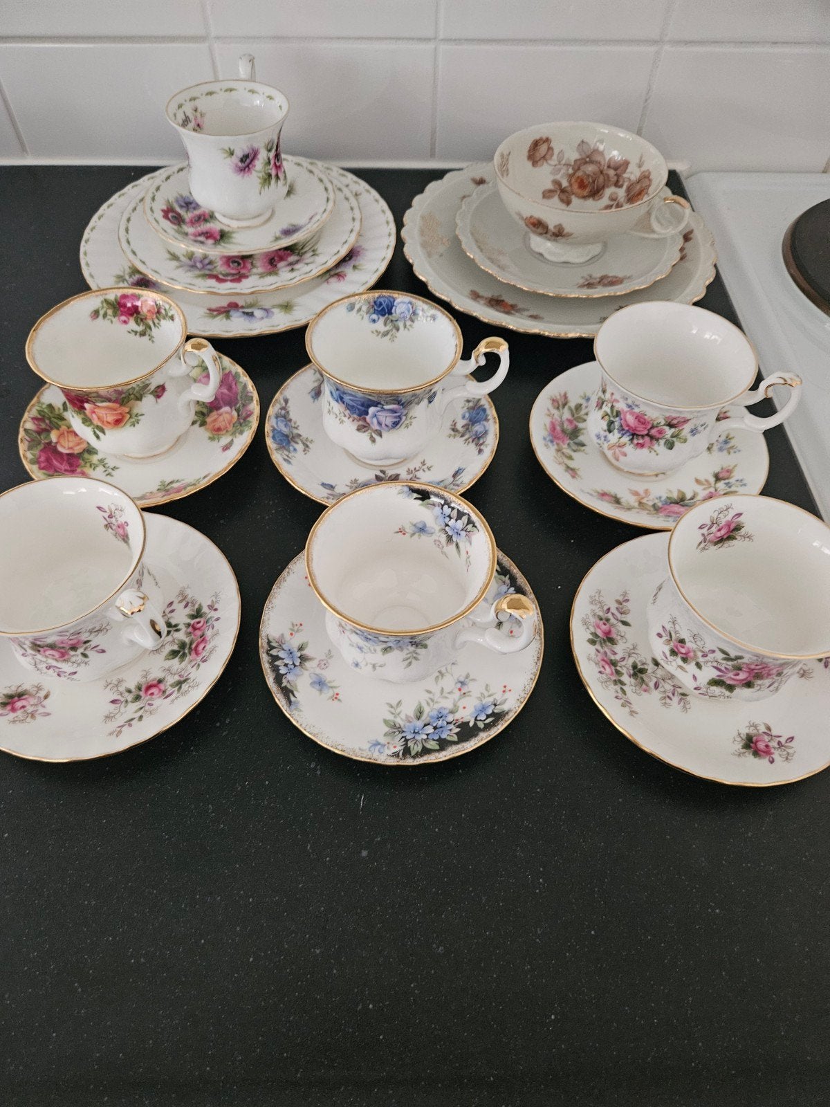 Royal Albert Moss Rose Kop en Schotel Set - 6 Stuks, Ophalen