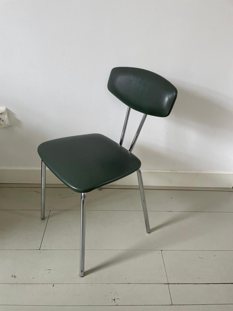 Vintage retro skai jaren 60/ jaren 70 stoel, Huis en Inrichting, Stoelen, Ophalen, Zo goed als nieuw, Bruin, Eén