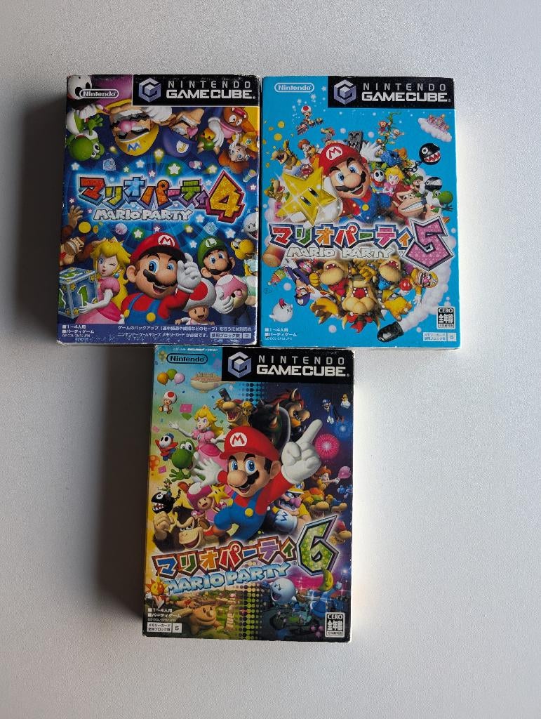 Japanse Mario Party 4, 5 & 6 – complete GameCube bundel, Spelcomputers en Games, Games | Nintendo GameCube, Zo goed als nieuw