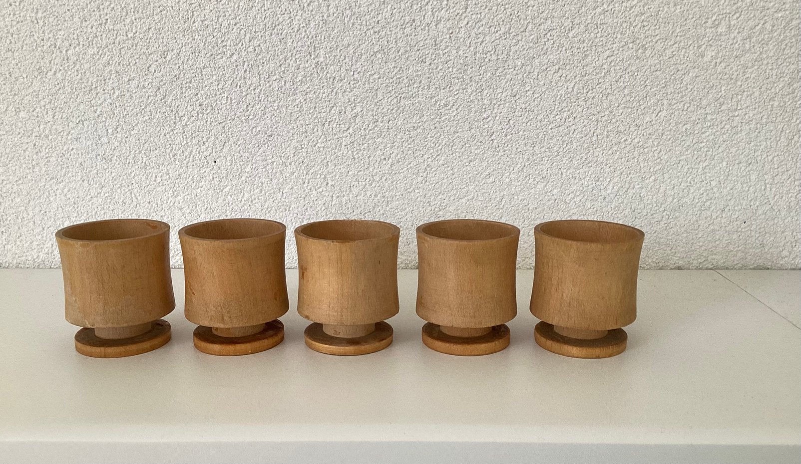 Houten eierdopjes vintage, Overige materialen, Gebruikt, Overige typen, Ophalen of Verzenden