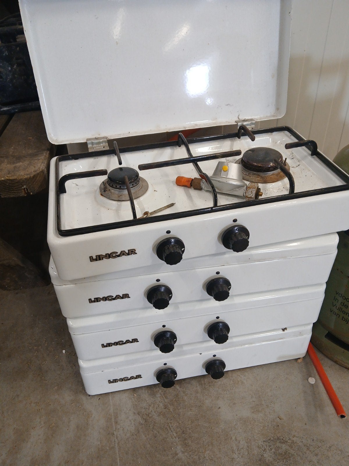 4 stuks gasfornuis camper foodtruck, incl regelaars en fles, Ophalen, Minder dan 85 cm, 3 kookzones of minder, Gas