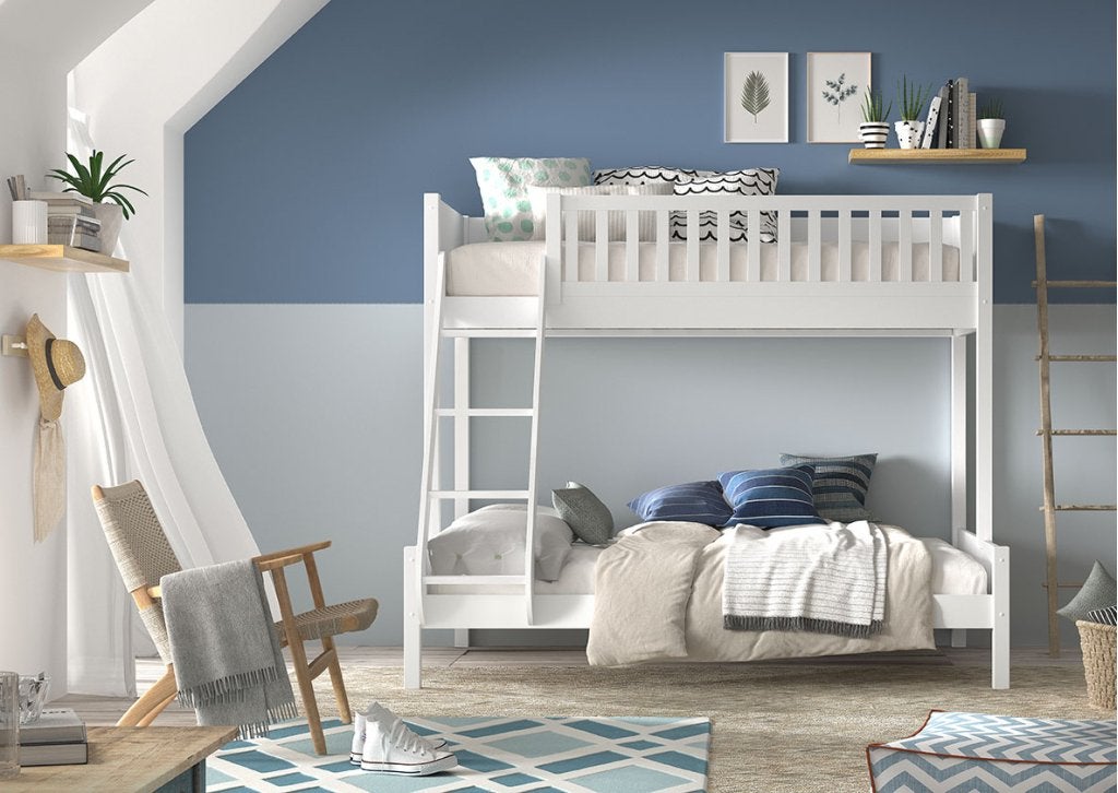 Scott 3-persoons stapelbed - 90x200 / 140x200 - Wit, Huis en Inrichting, Niet ingevuld, Niet ingevuld, Niet ingevuld