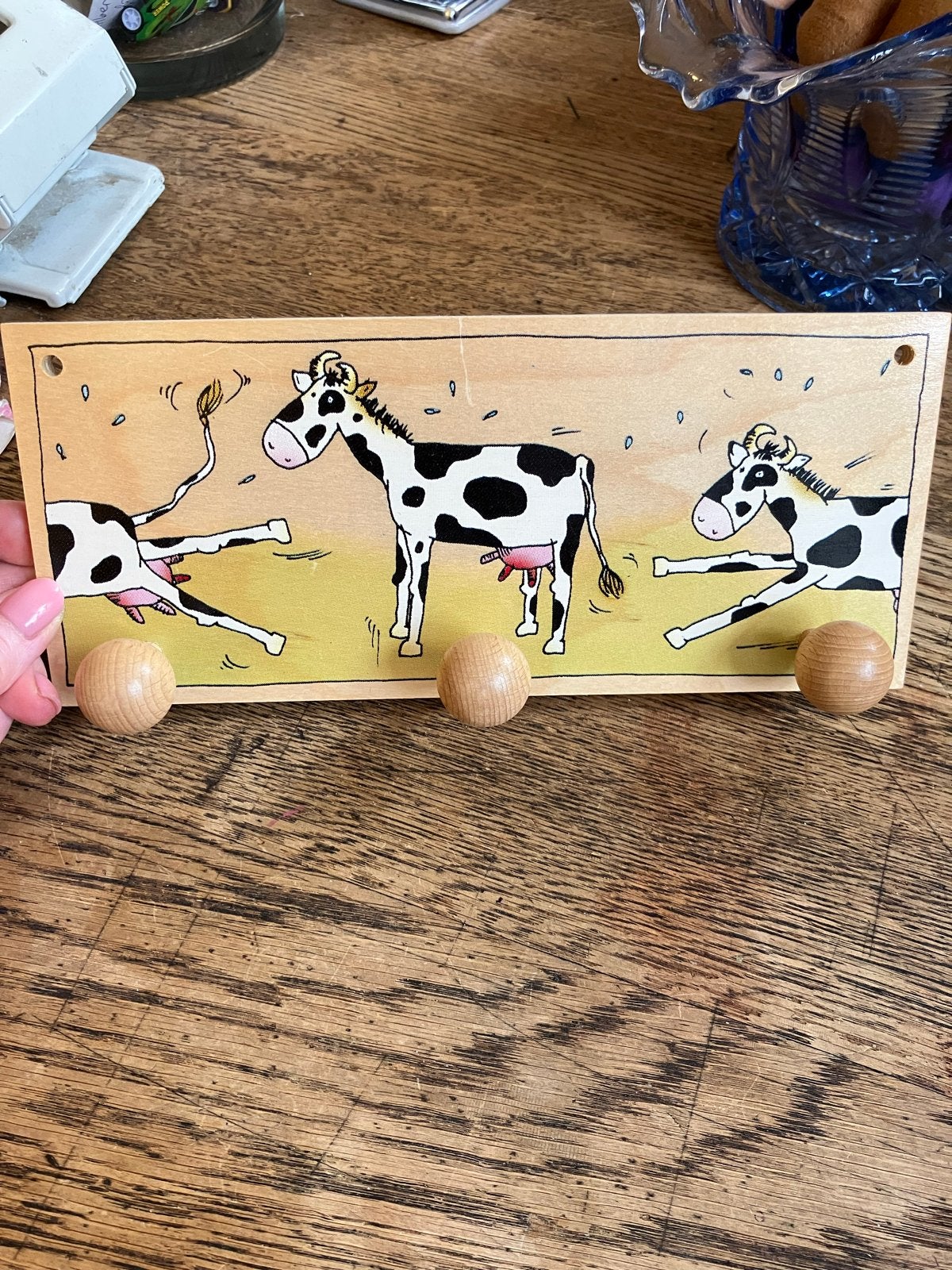 Leuke kinder kapstok met koeien - Wandkapstok, Gebruikt, Ophalen of Verzenden, Minder dan 100 cm, Kinderkapstok