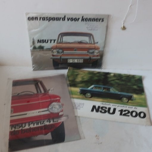 NSU Prinz TT & 1200 folder brochure NL 3 stuks SET PRIJS, Ophalen of Verzenden, Gelezen, Overige merken