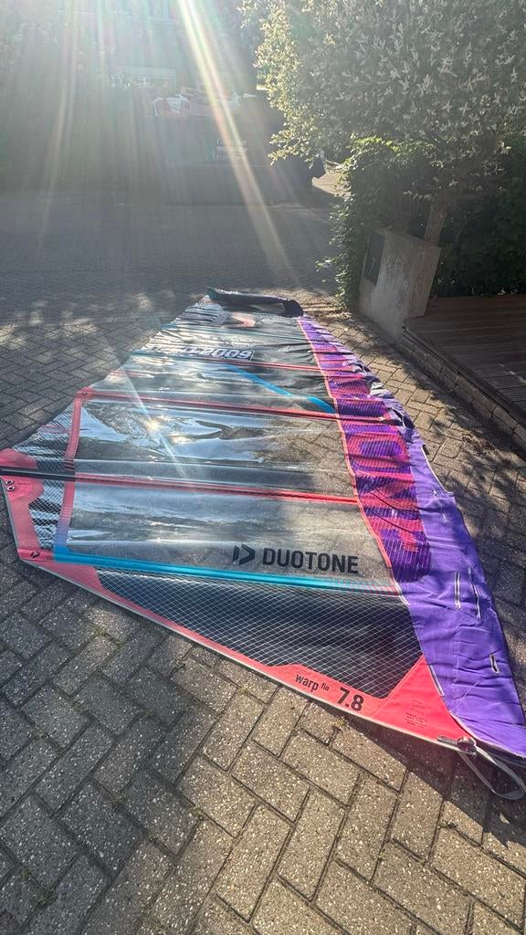 Fanatic Falcon 99 (2x), 116 (1x), Duotone Warp 6.8 (2x), 7.8, Watersport en Boten, Windsurfen, Ophalen, 6.5 m² tot 8 m², Zeil