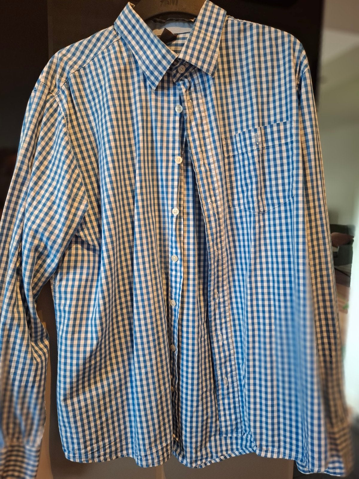Hemd voor oktoberfest, maat L, Kleding | Heren, Blauw, Ophalen of Verzenden, Zo goed als nieuw, Halswijdte 41/42 (L)
