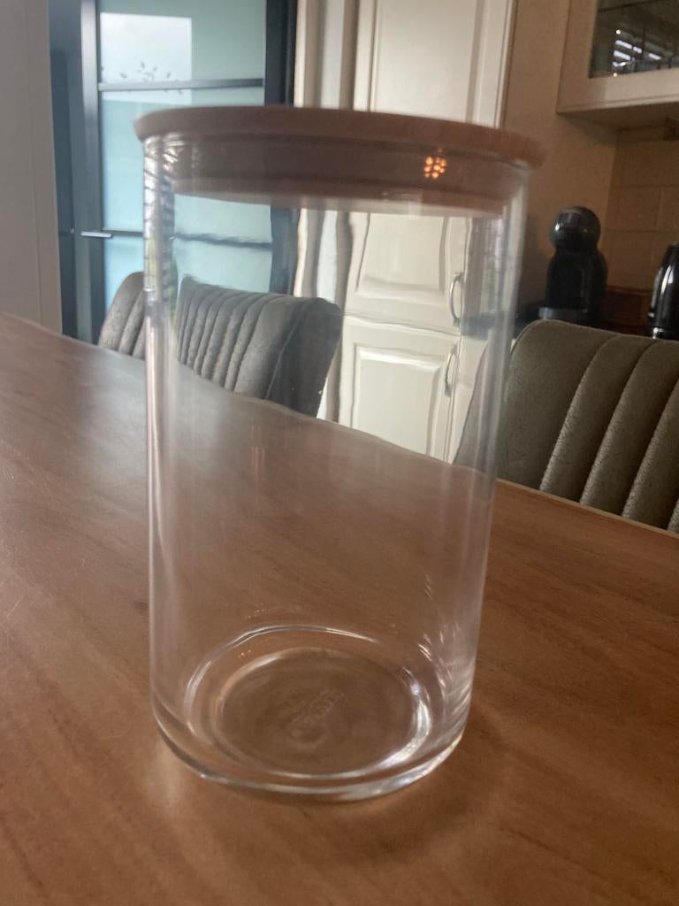 Glazen voorraadpot met bamboedeksel, 1 liter, Glas, IKEA, Ophalen of Verzenden, Zo goed als nieuw