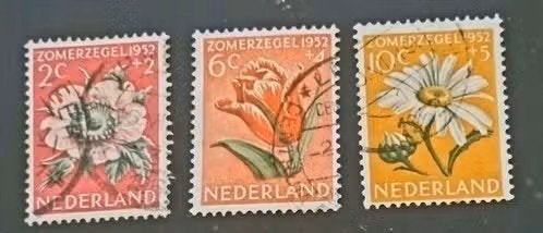 Nederland 1952 - nvph 583+585+586 - Bloemen - ab1, Ophalen of Verzenden, Na 1940, Gestempeld