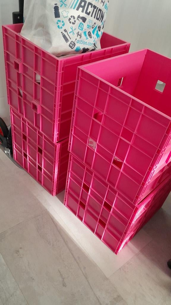 Roze inzet bakken voor Kallax kast (6 stuks), Ophalen, Gebruikt, Minder dan 50 cm, Minder dan 50 cm