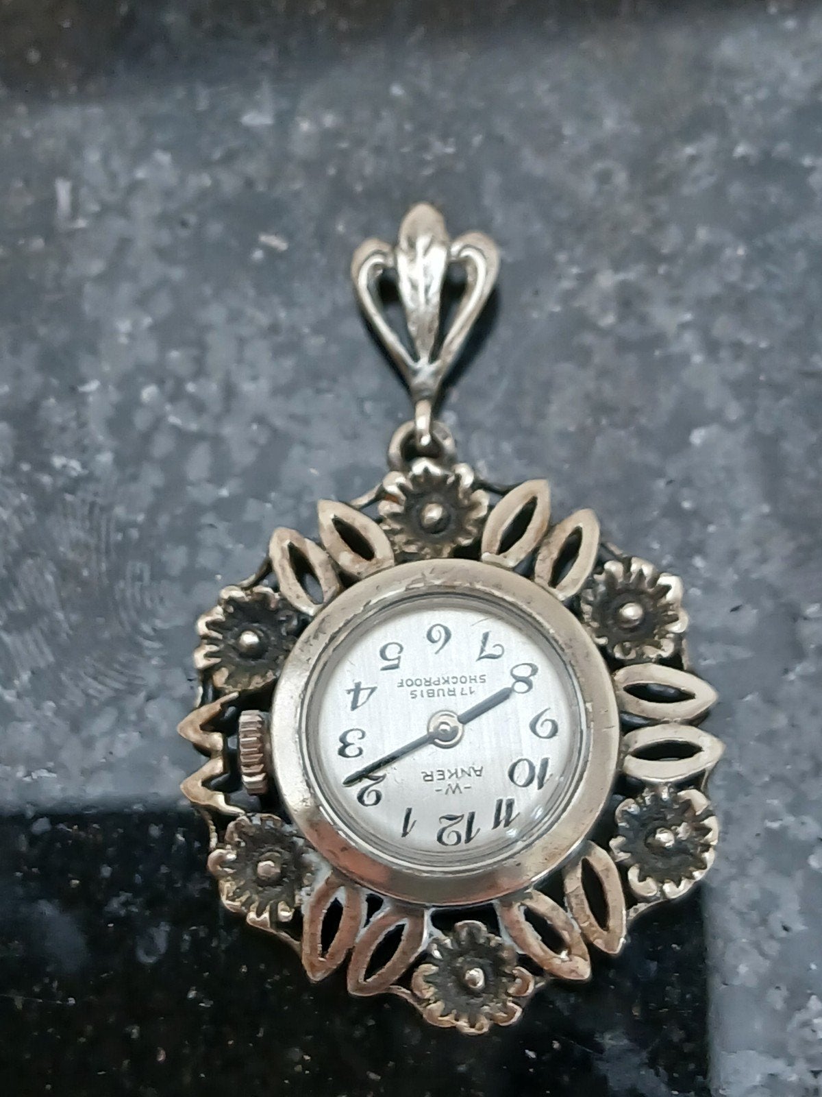 Anker Hanger Horloge met Vergeet-mij-nietjes - Mechanisch, Ophalen of Verzenden