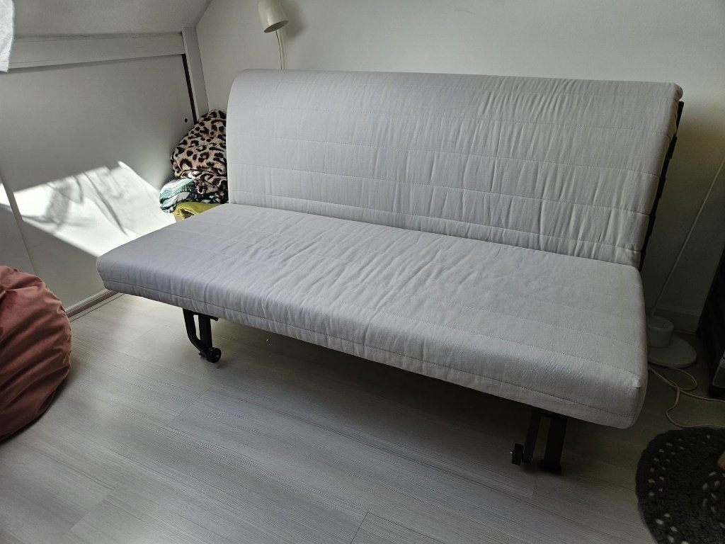 Ikea slaapbank 140 x 190 cm, Ophalen, Gebruikt, Beige, Tweepersoons