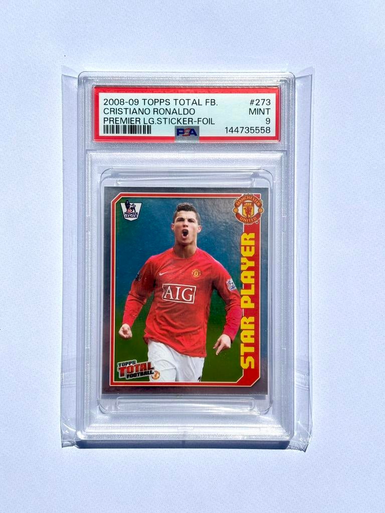 PSA 9 Cristiano Ronaldo 2008 Topps Total Football Foil, Ophalen of Verzenden, Nieuw, Sticker
