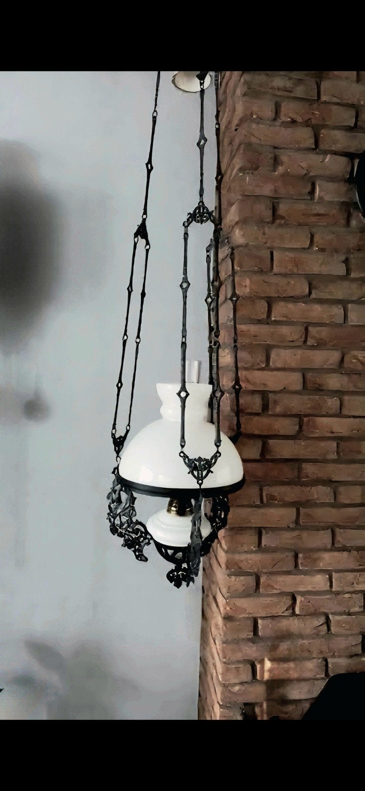 Mooie olielamp (glas is niet aanwezig) op petroleum in zeer, Antiek en Kunst, Antiek | Lampen, Ophalen