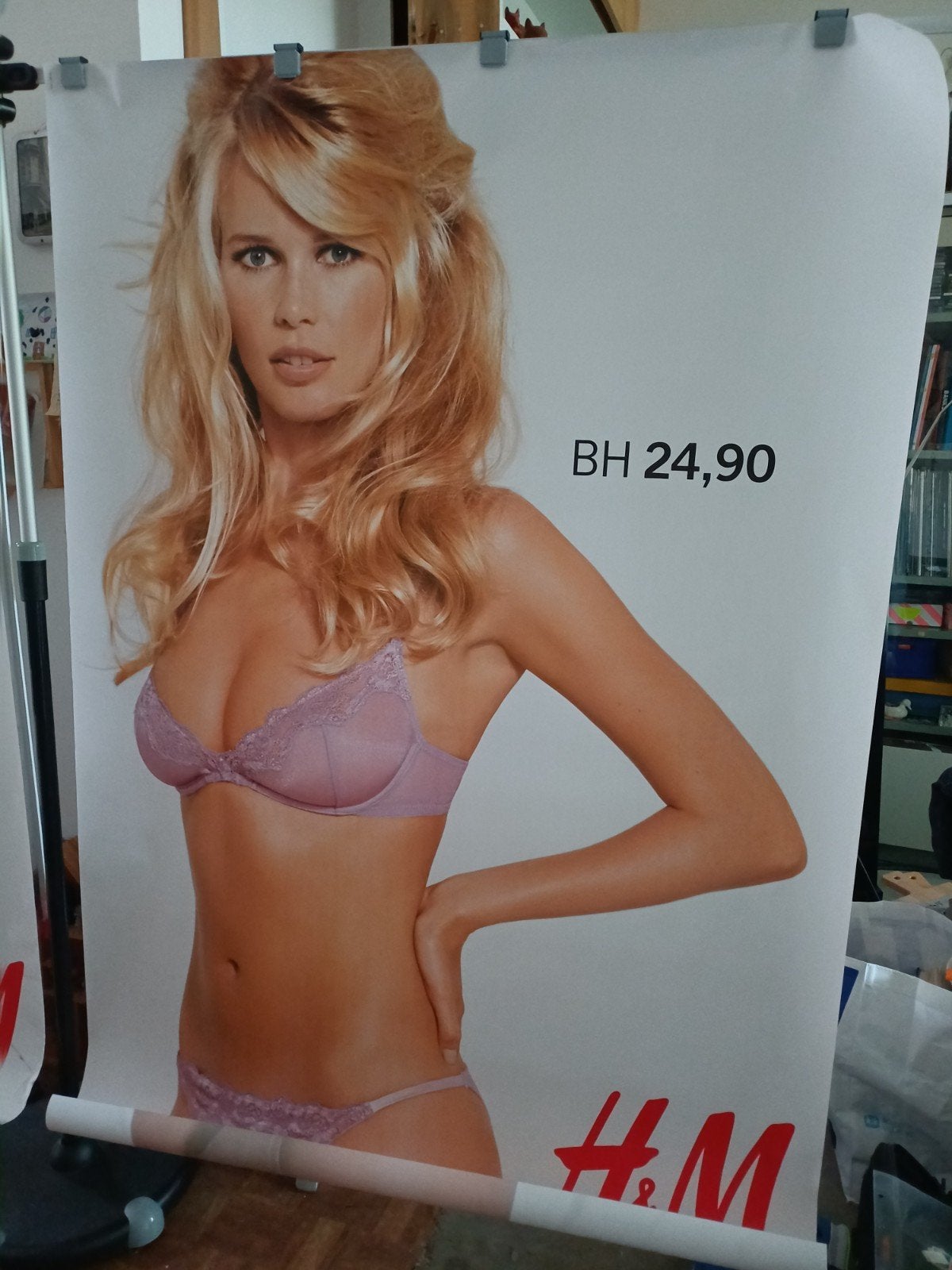 Vintage Claudia Schiffer for H&M Abri poster 90', Ophalen of Verzenden, Zo goed als nieuw
