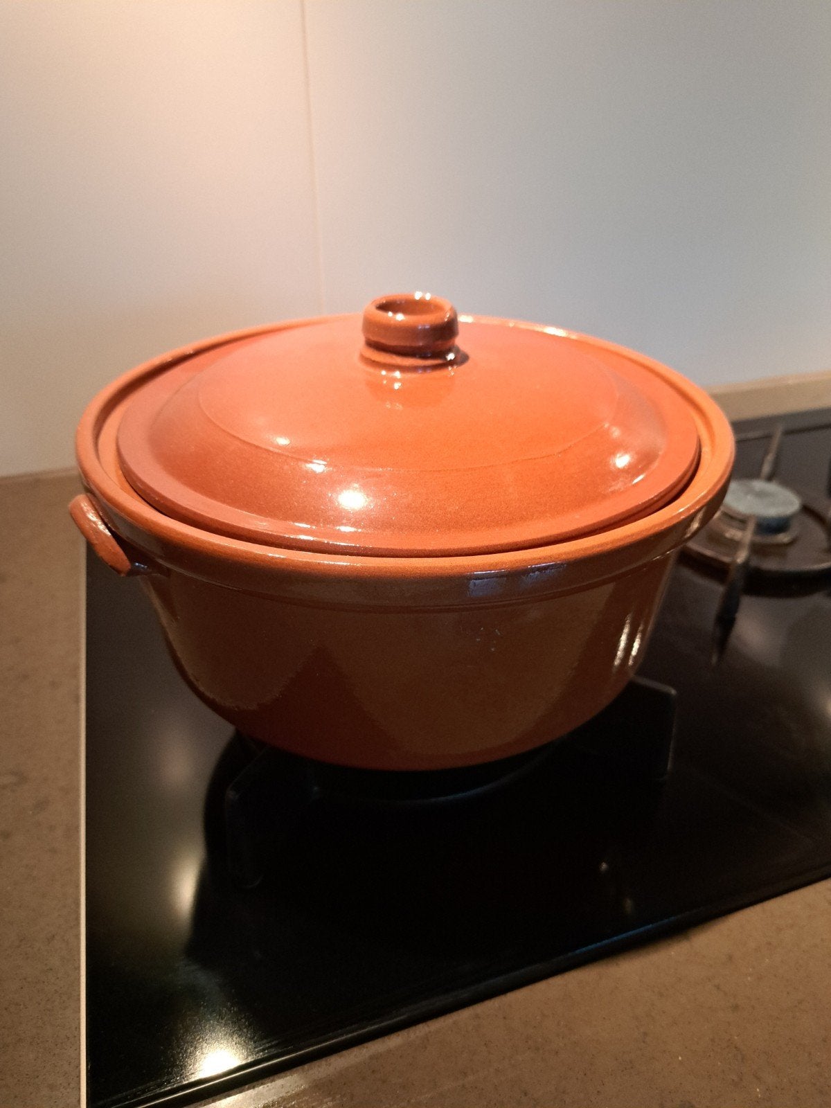 Aardewerken Kookpot met Deksel - Oranje, Ophalen of Verzenden, Overige materialen, Pot, Bus of Blik