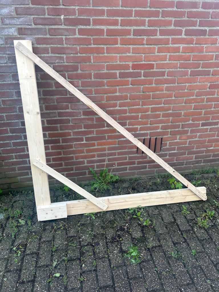 Haakse bouwhoek 1.5x1.5m - Stevige houten constructie, Gebruikt, 25 tot 50 mm, Overige typen, Ophalen of Verzenden