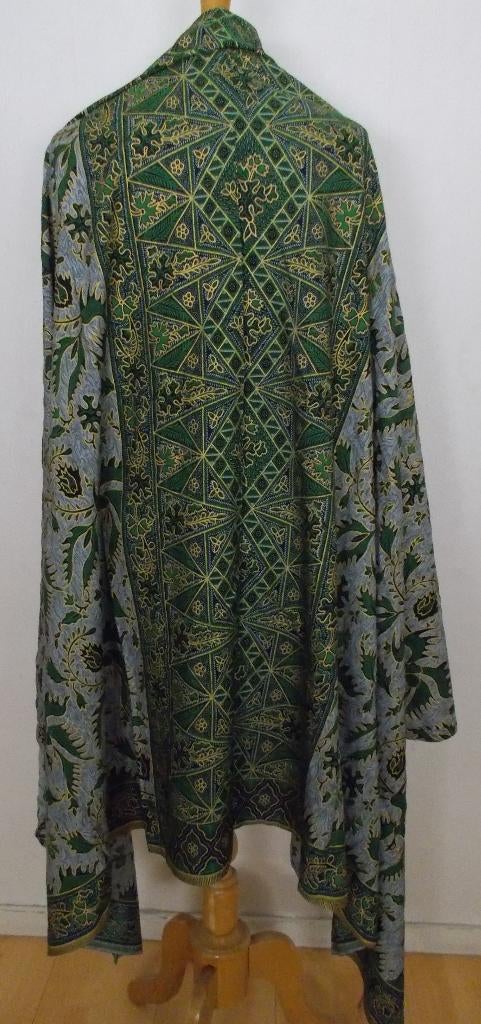 Groen batik print tafelkleed/sjaal/lap stof, Verzenden, Zo goed als nieuw, Rechthoek, Binnen