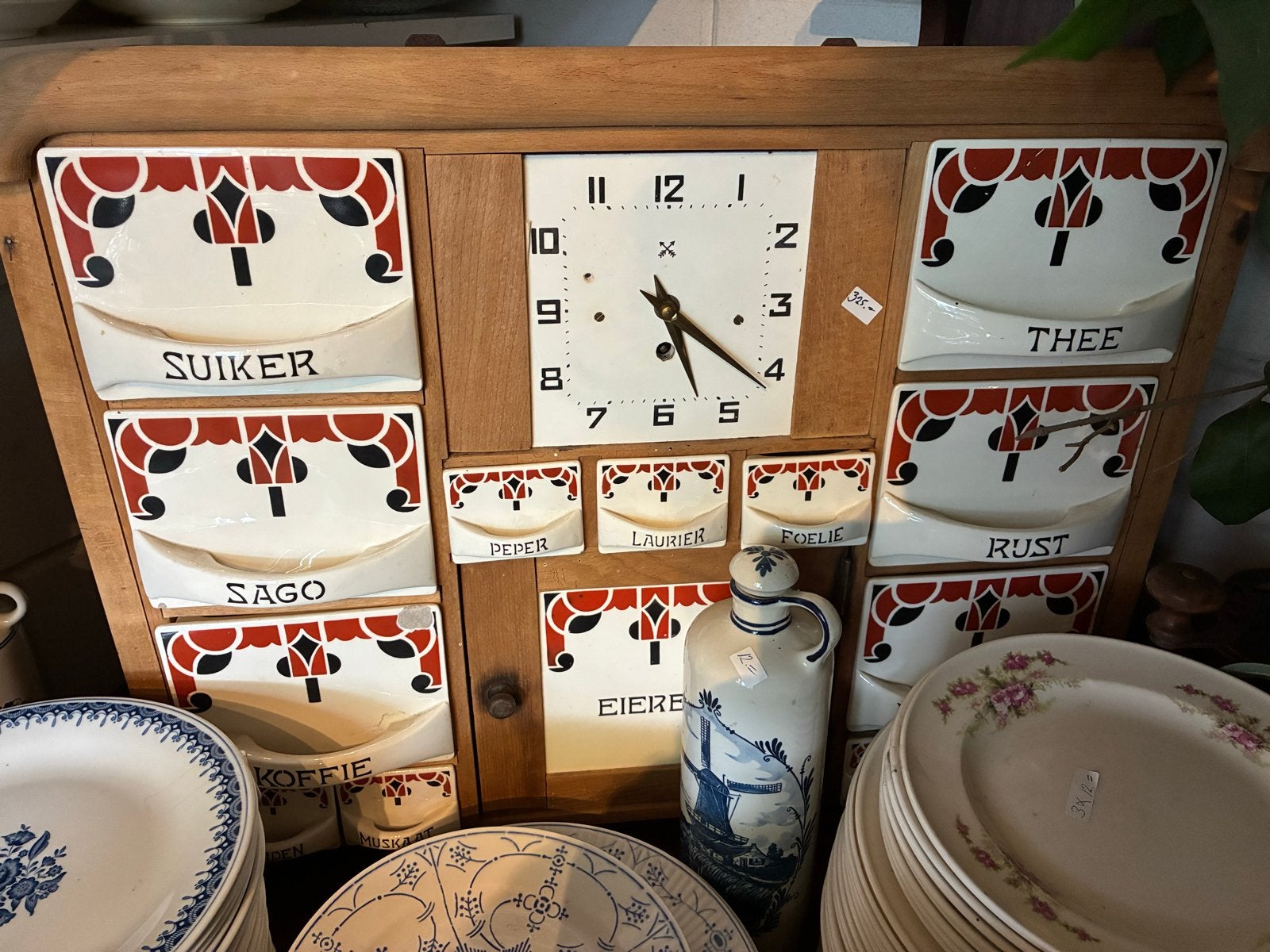 Vintage Keukenrek met Klok en Voorraadpotten, Ophalen of Verzenden