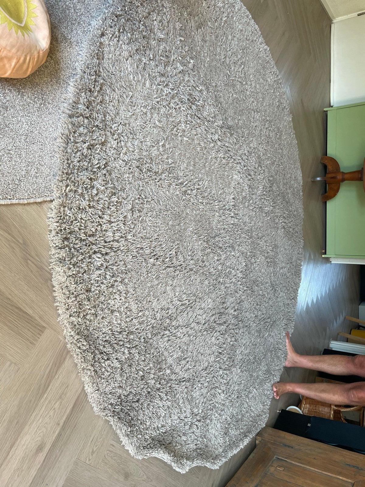 Zacht crèmekleurig vloerkleed, zo goed als nieuw, Gebruikt, Rond, 200 cm of meer, Ophalen of Verzenden