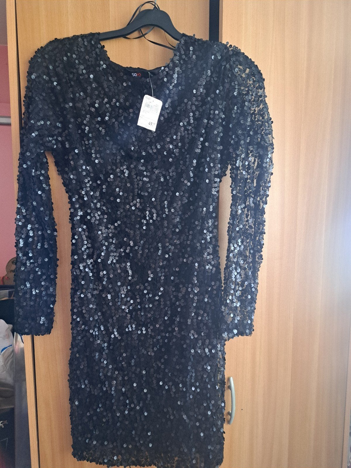 Nieuw Zwart glitter jurk mt M, V&D, Zwart, Maat 42/44 (L), Nieuw
