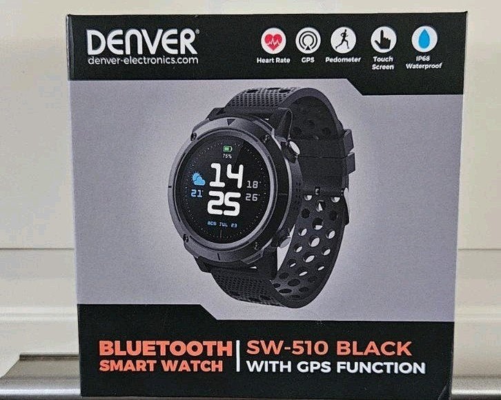 Denver SW-510 Smartwatch met GPS en Hartslagmeter, Zwart, Nieuw, Ophalen of Verzenden, Waterdicht