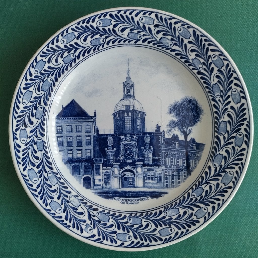 wandbord Groothoofdspoort Oud Dordrecht, Petrus Regout, Antiek en Kunst, Ophalen of Verzenden