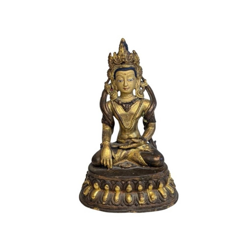 Vuurvergulde Groene Tara – Himalaya – 078, Gebruikt, 15 cm, Ophalen of Verzenden, Goud