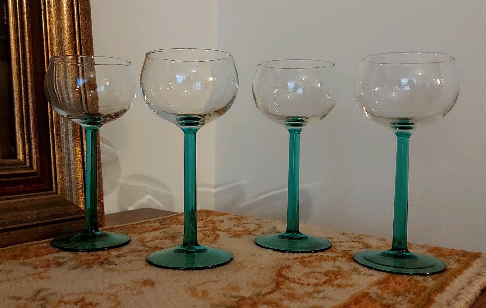 4 prachtige wijn, port, Sherry glazen met zeegroene voet, Ophalen